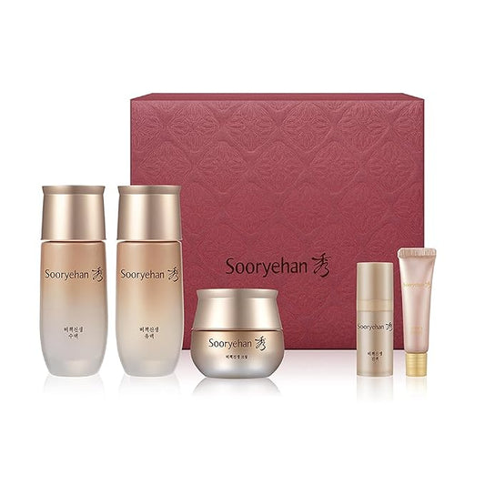 Sooryehan Bichaek True-Rejuvenating Skincare gift Set (206 ml/6.97 fl oz) - Radiant and Firm Skin, Skin Elasticity by LG Beauty. Korean Panax Ginseng, Korean Medicine Extracts