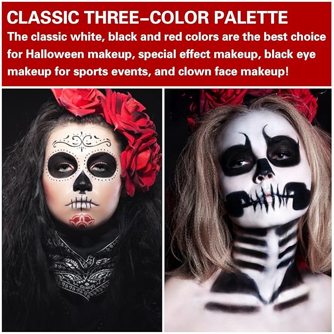 3 Colors Black White Red Face Body Paint