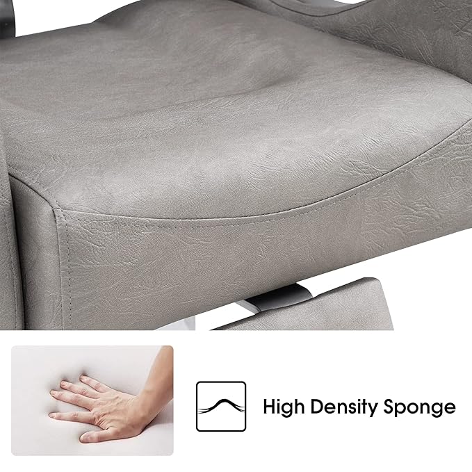 BarberPub Barber Chair Reclining Salon Chair for Hair Stylist, Antique Hair Spa Salon Styling Beauty Equipment 8132 (Silver Grey)