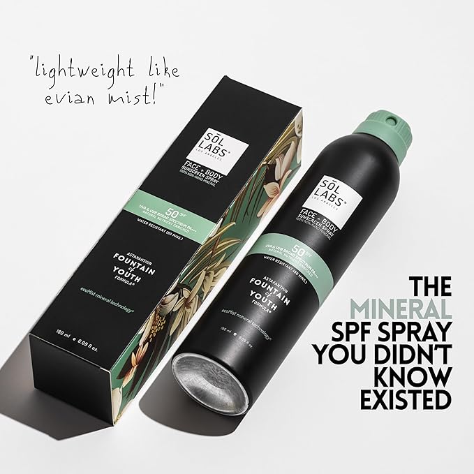 SOL LABS Mineral Sunscreen Spray SPF 50 – Reef Safe Sunscreen Spray, Lightweight Zinc Oxide, Water-Resistant – Korean Skincare, Face & Body Sun Protection