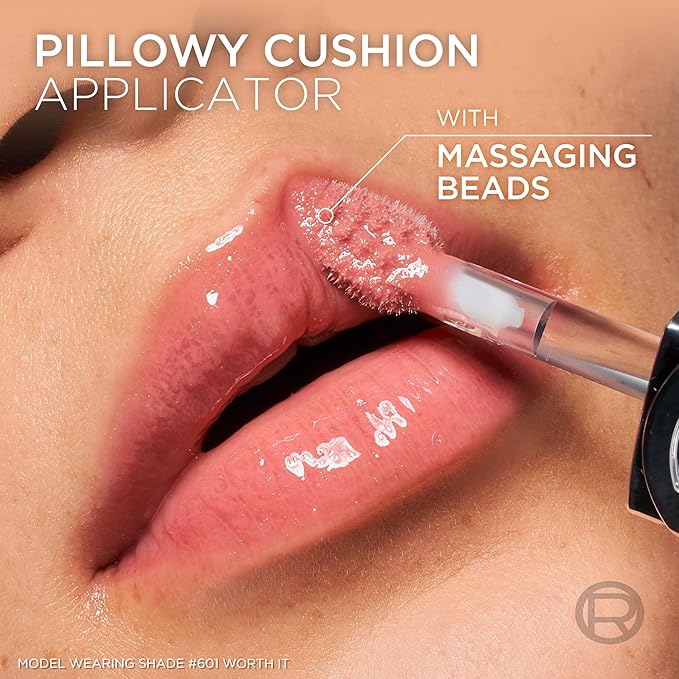 L'Oreal Paris Plump Ambition Hyaluron Lip Oil, 24 HR Lip Gloss with Hyaluronic Acid, Volumizing Formula with Glass-Like Shine, La Nuit Sparkle, 0.16 Fl Oz