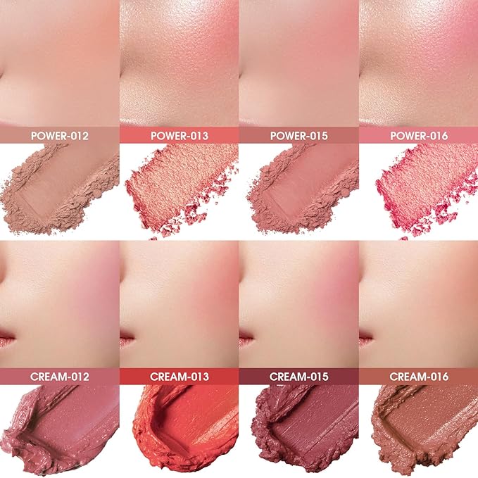 8 Colors Blush Palette, 4 Powder + 4 Cream Blush Palette, Contour and Highlight Blush Palette, Natural Nude Makeup Brighten Skin Tone Portable Makeup Blush, Professional Facial Makeup Blush