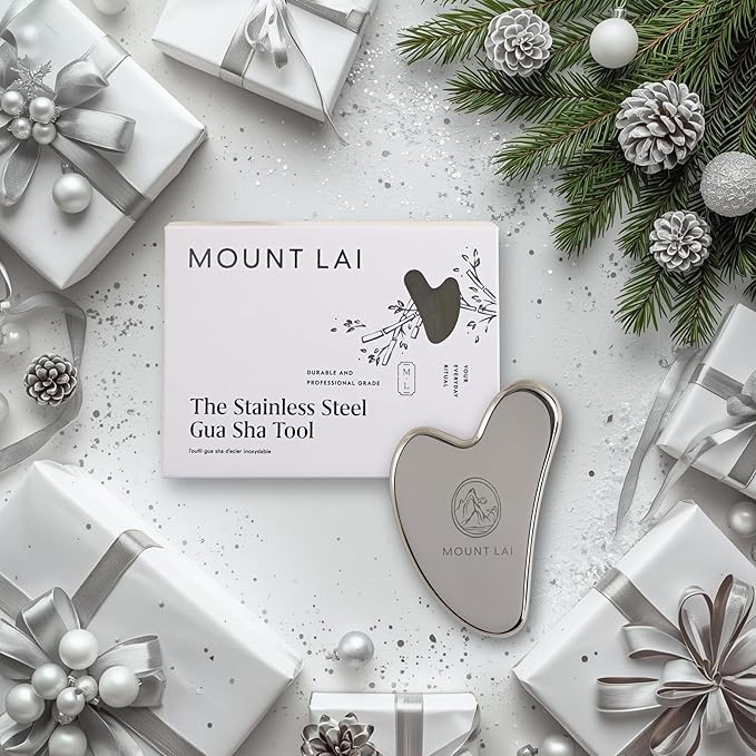 Mount Lai Stainless Steel Gua Sha Facial Tool – The Element of Refinement – Professional Grade Steel Face Sculpting Tool for Lymphatic Drainage, Puffiness Reduction & Refined Results
