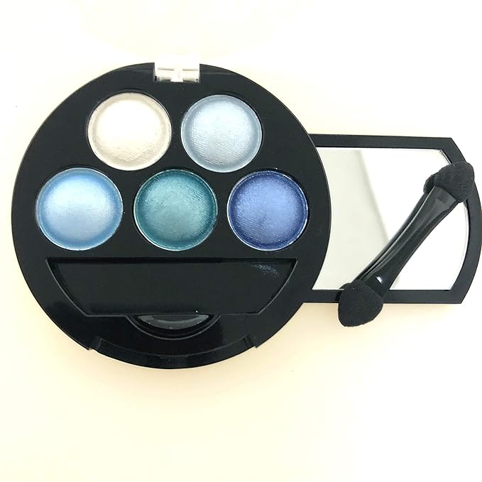 Mallofusa Portable 5 Colors Eye Shadow Palette Trendy Eyeshadow Powder Glitter Makeup Metallic Shimmer Charming Highlight Look (Ice Age) 4.7oz