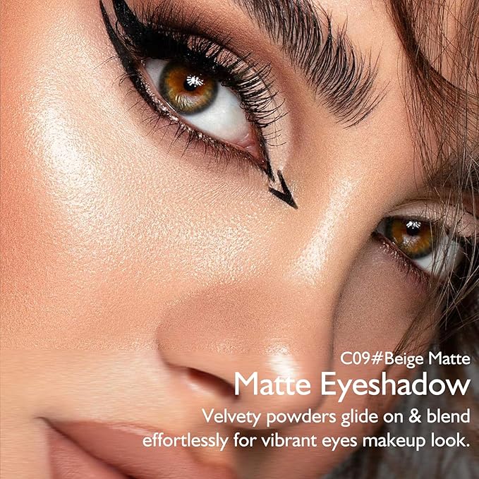 Beige Matte Eyeshadow Palette, Single Nude Eye Shadow Palette High Pigment sombras para ojos Mini Velvet Pressed Powder Eye Primer Eyeshadow Base Lightweight Blendable Travel-Friendly Makeup Kit