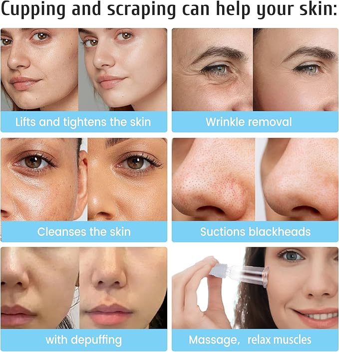 Electric Facial Cupping Set for Face – Portable 3-in-1 Facial Cupping & Gua Sha & Massage Tools and Scraping Device Reduces Puffiness, Sculpting, and Toning The Skin