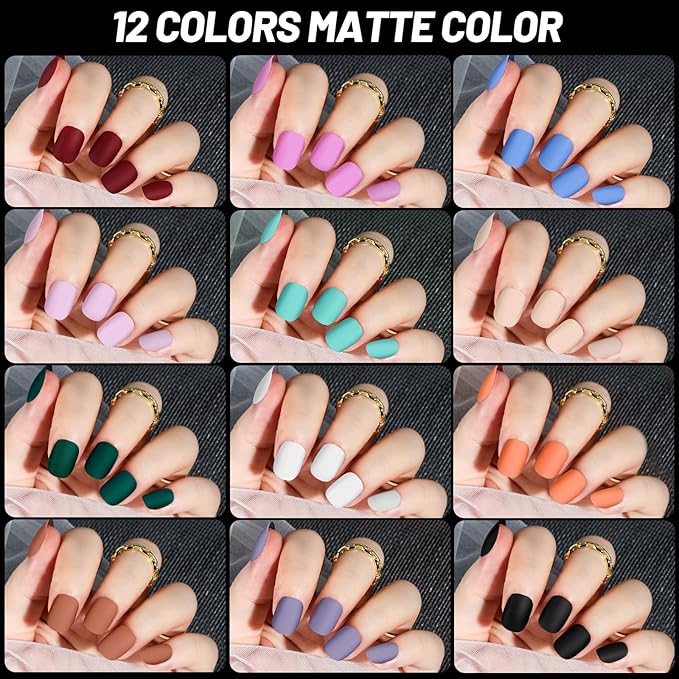 Teenitor 24Pack Short Press On Nails, 576Pcs Round Press On Nails, Matte and Glossy Short Fake Nails With Glue