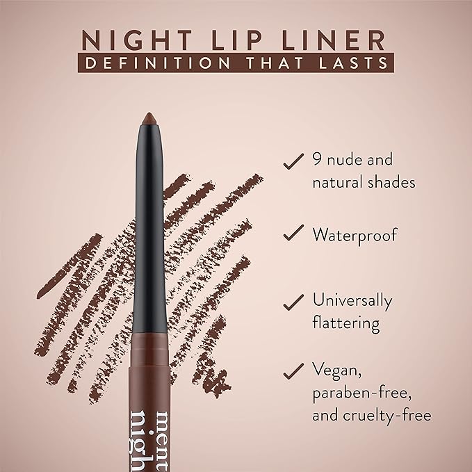 Mented Cosmetics Lip Liner for Women, Dark Brown Lipliner Lip Pencil, Waterproof Lipliner, Vegan + Cruelty Free Makeup, Night