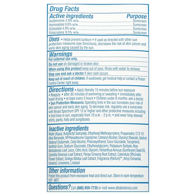 Alba Botanica Sunscreen for Face and Body, While Wet Sunscreen Lotion, Broad Spectrum SPF 30, Water Resistant Sunscreen for Wet and Dry Skin, 3 fl. oz. Bottle