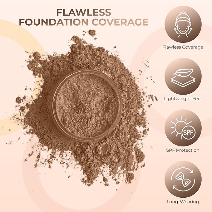 1 Pound EBONY Foundation Powder Refill By Sweet Face Minerals, Lightweight Mineral Loose Makeup Powder with SPF 20, Full Coverage Flawless Finish, Talc-free, Cruelty-Free, Refillable Pouch