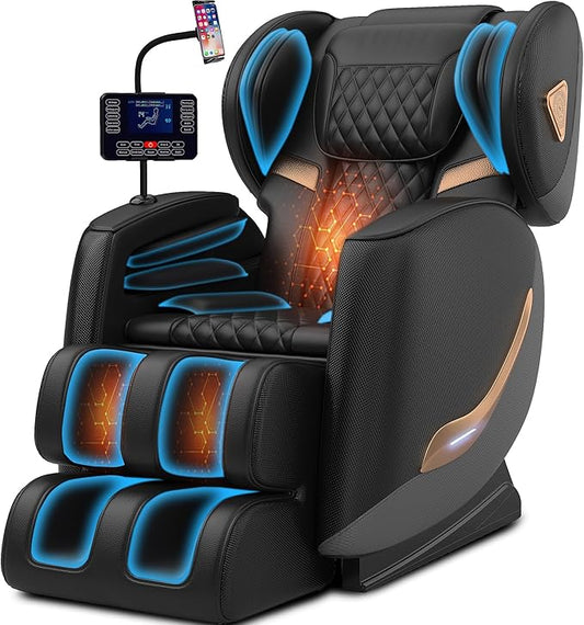 Massage Chair Full Body, Zero Gravity Massage Chair 2026 Recliner with 10 Fixed Rollers, 20 Auto Massage Modes, 8 Airbag, Waist and Back Heating, Bluetooth, Touch Screen Controller (Upgraded Black)