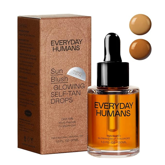 Sun Blush Glowing Self Tanning Drops Australian Made 1.0 fl.oz | Sun-Kissed, Natural Face & Body Gradual Self Tanner with Peptides | Fragrance Free| Everyday Humans
