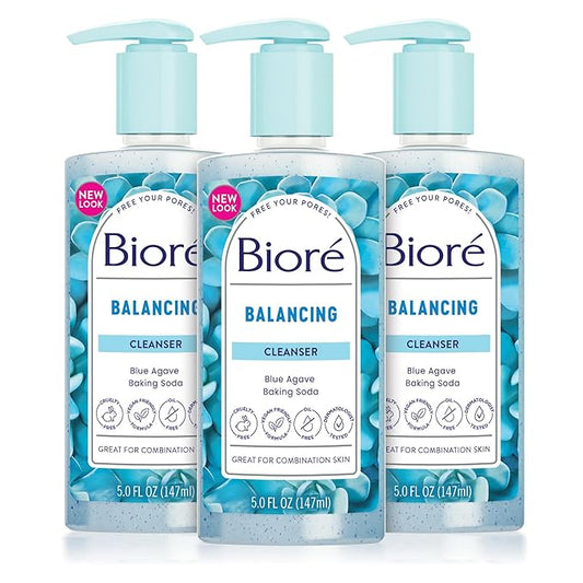 Bioré Balancing Face Wash, Cleanser For Combination Skin, PH Balanced Face Cleanser, Vegan, Cruelty Free 6.77 Oz, Pack of 3