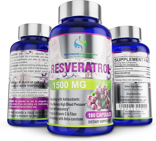 100% Pure Resveratrol Extract for Anti-Aging & Heart