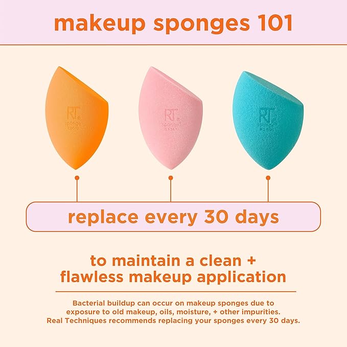 Real Techniques Miracle Concealer Sponge, Makeup Blending Sponge For Liquid & Cream Concealer, Elongated Shape For Precise Application Under Eyes & Tight Areas, Yellow, Latex-Free Foam, 1 Count