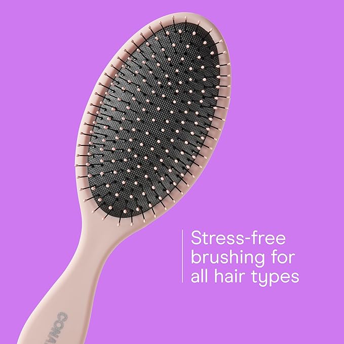 Conair Detangling Hair Brush Set, 3-Pack Detangler Brushes for Wet or Dry Hair, Gentle Detangler for All Hair Types, Bristle Hair Brushes for Women, Evergreen, Blush Pink, Black Assorted