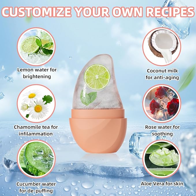 Silicone Facial Ice Cube Roller Massager, Facial Beauty Care Tool, Reusable Face Ice Mold - Brighten Skin, Reduce Puffiness for Face & Eyes (Brown)