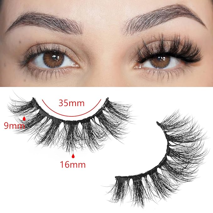 FARRED Fluffy Lashes Natural Eyelashes Short Wispy Eye Lash Strips 10 Pairs Separated Volume Eyelash Pack 16mm Dramatic Wispies Fake Strip Lashes Clusters Cat Eye Pestañas Spiky Look