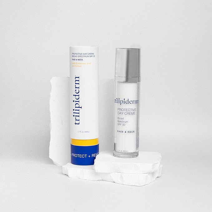 Trilipiderm Protective Day Crème, Broad Spectrum SPF 30 – Lightweight, Fast-Absorbing Moisturizing Sunscreen Protects while helps boost collagen and fight free radical damage