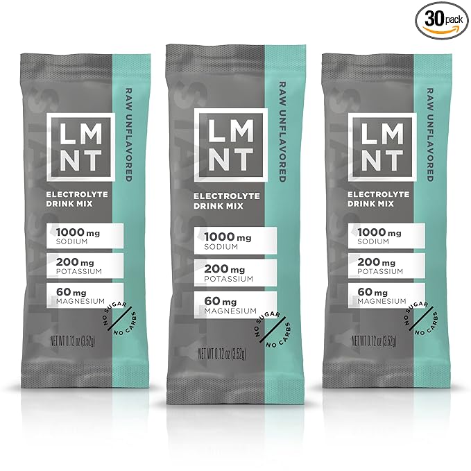 Drink LMNT Zero Sugar Electrolytes - Raw Unflavored Salt | Drink Mix | 30-Count