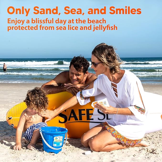 Safe Sea Jellyfish Sting-Blocking Sunscreen for Kids, SPF 50+ Lotion 4oz, Waterproof, Biodegradable, Coral Reef-Safe – Body and Face Sunscreen, Anti-Jellyfish and Sea-Lice sting protection.