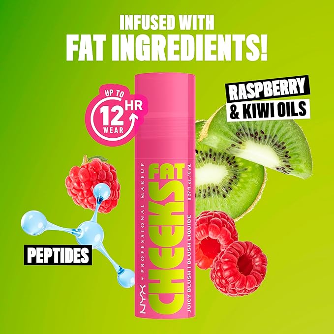 NYX PROFESSIONAL MAKEUP Fat Cheeks Liquid Blush, Buildable, Dewy Blush with Long-Lasting 12HR Wear - Plum Pop (Soft Mauve)