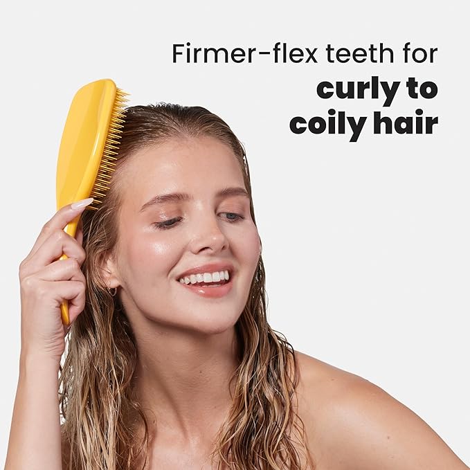 Tangle Teezer Ultimate Detangler Curly Hair Brush, Dry & Wet Hairbrush, Reduces Frizz & Breakage, for Curly to Coily, 3C to 4C Hair Types, Large, Yellow Daffodil