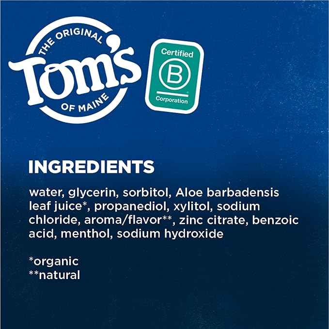 Tom's of Maine Sea Salt Natural Alcohol-Free Mouthwash, Refreshing Mint, 16 Fl Oz (Pack of 6)(Packaging May Vary)