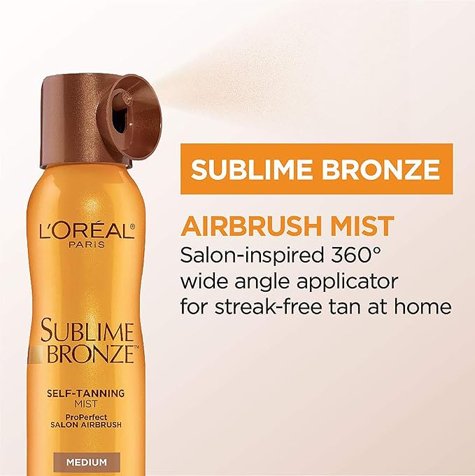 L'Oreal Paris, Sublime Bronze Self-Tanning Mist, Medium Natural Tan, Aerosol, 4.6 oz