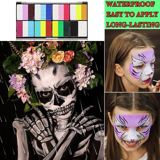 23 Colors Bruise Wheel for Special Effects,Halloween Face Body Paint SFX Makeup,Light Green Witch Zombie Gamora Face Body Paint Oil Based Cosplay Theatrical Halloween Makeup Kit