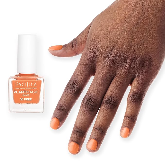 Pacifica Natural Nail Polish – Plant Magic Orange Nail Polis - Plant Based, Non-Toxic & Clinically Tested - Lasting Colors, Glossy, Chip-Resistant, Clean Beauty, Dermatologist Approved, Summertime