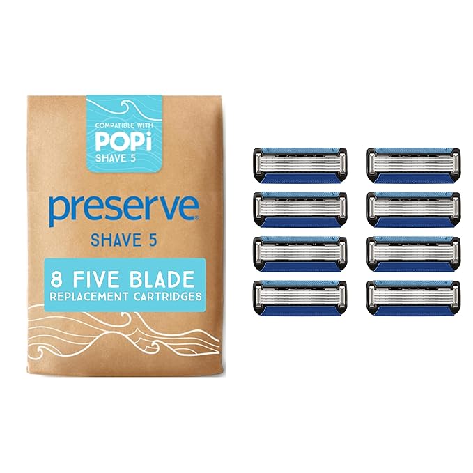 Preserve POPi Shave 5 Replacement Cartridges for Preserve POPi Shave 5 Razor (8 Count (Pack of 1))