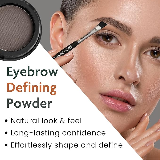Dark Brown Eyebrow Powder – Long-Lasting, Waterproof, Smudge-Proof Brow Powder for Natural, Defined Brows – Vegan & Cruelty-Free Eyebrow Makeup by Marie-José - Made in USA