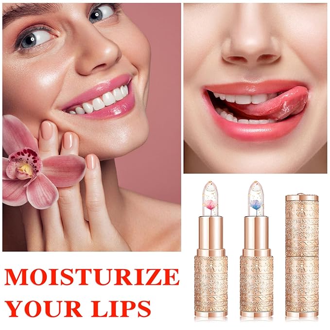2 Pcs Temperature Color Change Lipstick,Long Lasting Nourishing Moisturizing Lipgloss,Magic Temperature Color Changing Lipstick,Lip Gloss,Waterproof Matte Lip Balm Makeup AB010