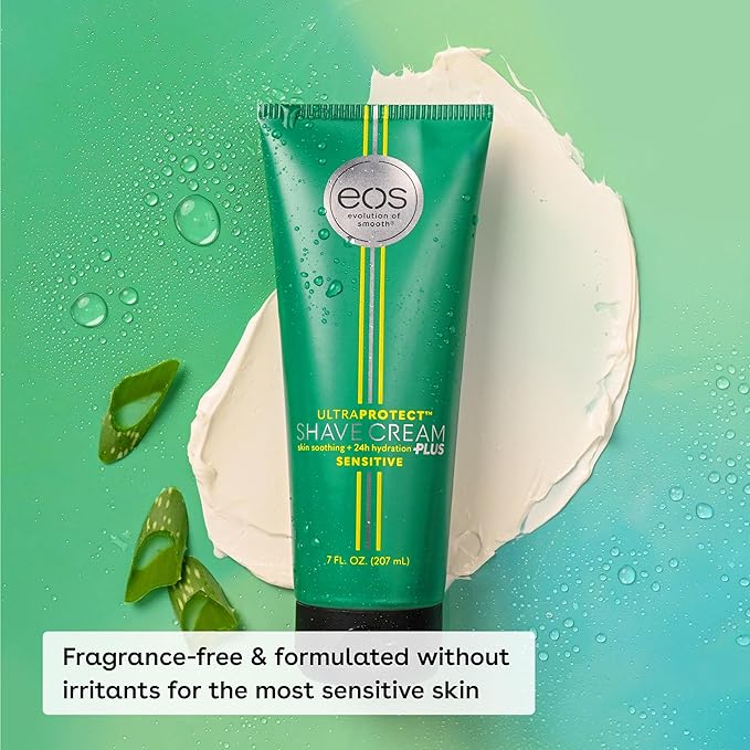 eos UltraProtect Men’s Shave Cream- Sensitive, 24-Hour Hydration, Unscented, Non-Foaming Formula, 7 fl oz