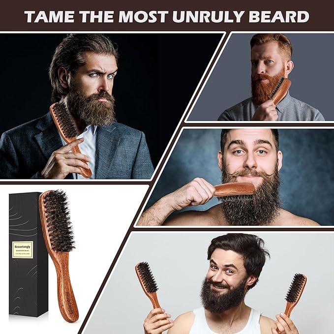 Hair Brush for Men, 100% Boar Bristle Hair Brush for Men Women’s Hair Smoothing, Styling, Detangling, Moisturizing, Adding Shine, Improving Blood Circulation, Promoting Hair Growth