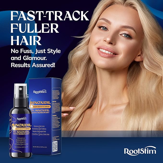 5% Minoxidil Hair Growth for Men and Women: Extra Strength Minoxidil Hair Loss Treatment Serum with Rosemary for Faster Stronger Thicker Hair Growth 60ML