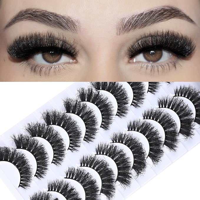 FARRED Short Lashes Fluffy Wispy Eyelashes Natural Mink Curly Lash that Looks Like Extensions 16mm Dramatic Russian Cat Eye Lashes Pack Small Curled Pestañas