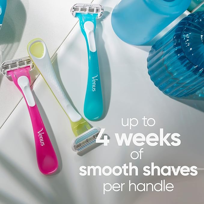 Gillette Venus Tropical Disposable Razors for Women, 3+1 Count, Designed for a Smooth Shave, Tropical Fragrance Scented Handles (Pack of 2)