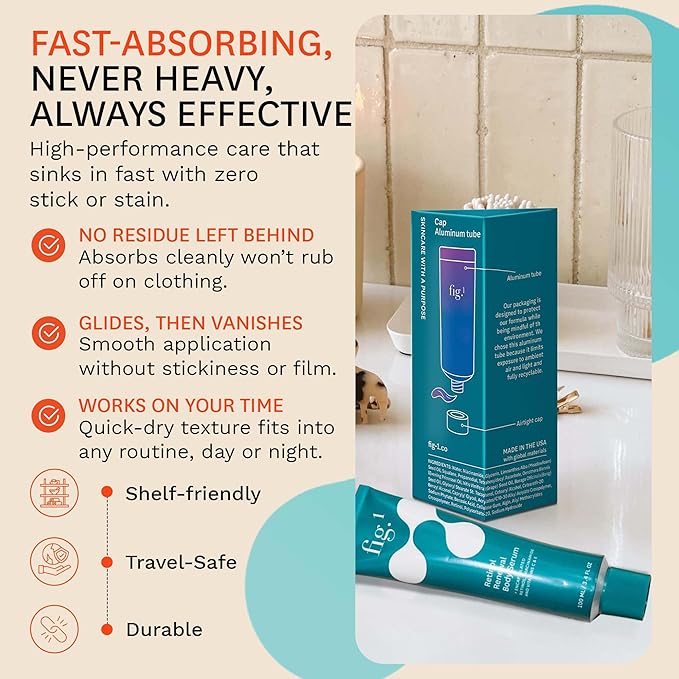 Fig.1 Retinol Body Serum – Advanced Skin Booster for Crepey Skin, Stretch Marks, Anti-Aging & Dark Spots – Glowing, Non-Greasy Retinoid Treatment with Niacinamide, Vitamin C & Retinol – 3.4 oz