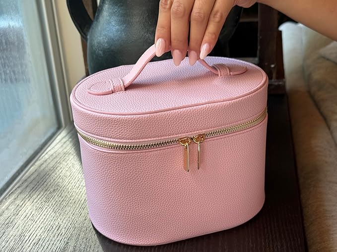 JAZD Vanity Case Makeup Bag with Removable Organizer Divider, Travel Toiletry Cosmetic Organizer for Women