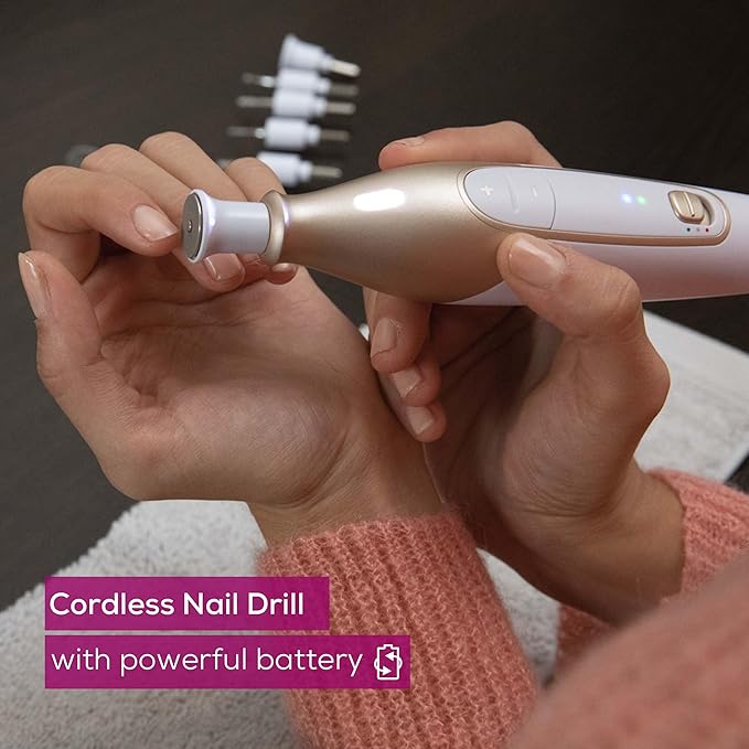 Beurer MP64 Nail Drill Kit, Cordless Electric Nail File with 10 Attachments and LED Light, Electric Manicure Set with Adjustable Speed, E-File for Manicure and Pedicure, with Storage Case