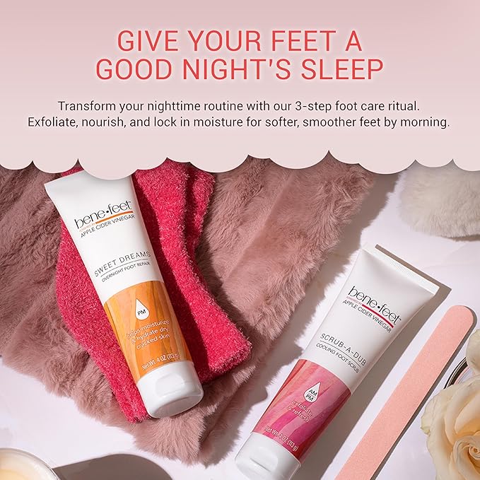 Benefeet Deep Sleep Overnight Foot Repair Gift Set - Luxurious Foot Care for Dry, Cracked Heels - Perfect Self-Care Gift for Any Occasion (3-Piece Set)