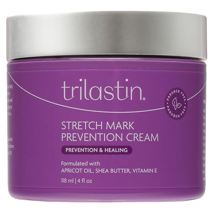 TriLASTIN Maternity Stretch Mark Cream for Pregnancy - 4 fl oz - Paraben-Free & Hypoallergenic - Prevents Stretch Marks & Improves Elasticity - Shea Butter & Belly Cream for Pregnant Women