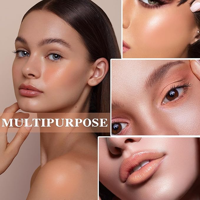 Cream Blush Stick with Brush and Makeup Sponge,Waterproof Multi Cream Makeup Stick,Lightweight,Long-lasting,2 in 1 Multi Blush for Cheeks & Lip Tint & Eyeshadow N