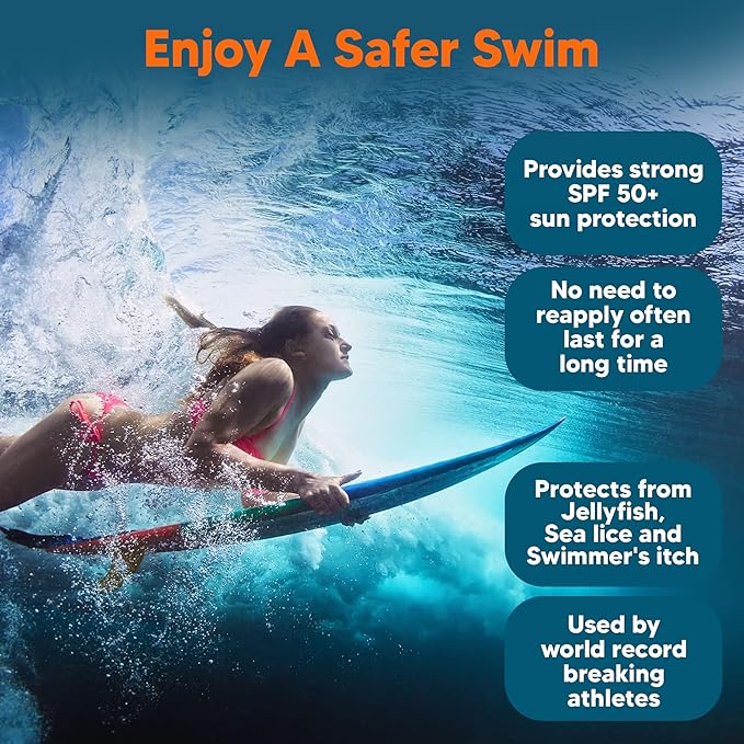 Safe Sea Jellyfish Sting-Blocking Sunscreen for Kids, SPF 50+ Lotion 4oz, Waterproof, Biodegradable, Coral Reef-Safe – Body and Face Sunscreen, Anti-Jellyfish and Sea-Lice sting protection.