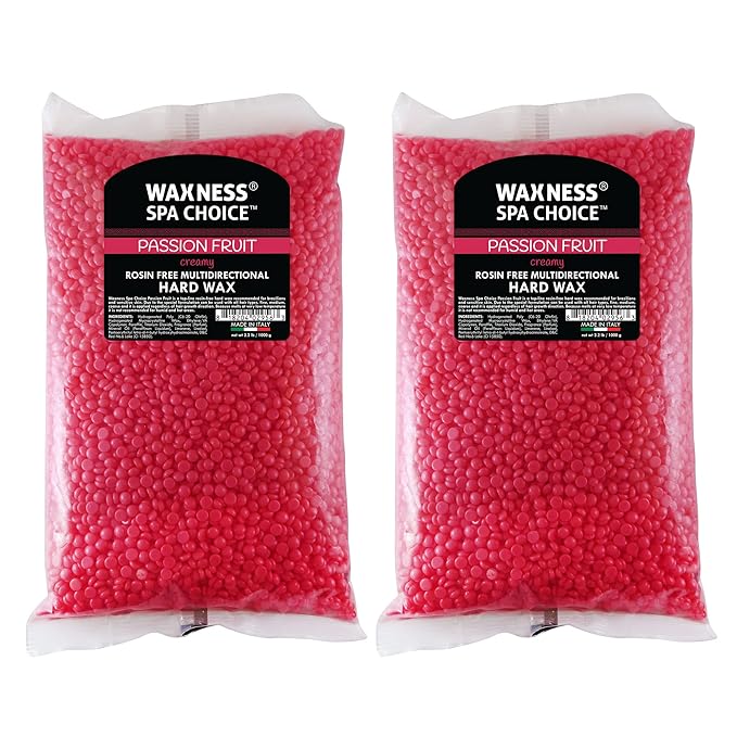 Waxness Spa Choice Rosin Free Multidirectional Hard Wax Passion Fruit 2.2 lb / 1 kg Pack of 2