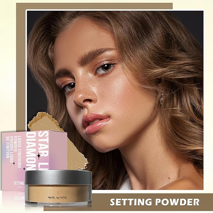 Oil Control Loose Powder Makeup Translucent Setting Powder Shimmer Long Lasting Lightweight Polvo Traslucido Maquillaje Para Mujer Face Powder Makeup - 03 Dark Complexion Shimmer