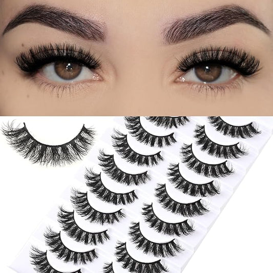 FARRED Mink Lashes Short Fluffy Eyelashes Wispy Natural Eyelash Pack Full Volume Lash Strips 10 Pairs Wispies Fake Strip Lashes Natural Look False Eye Lash Russian Looking for Everyday Makeup