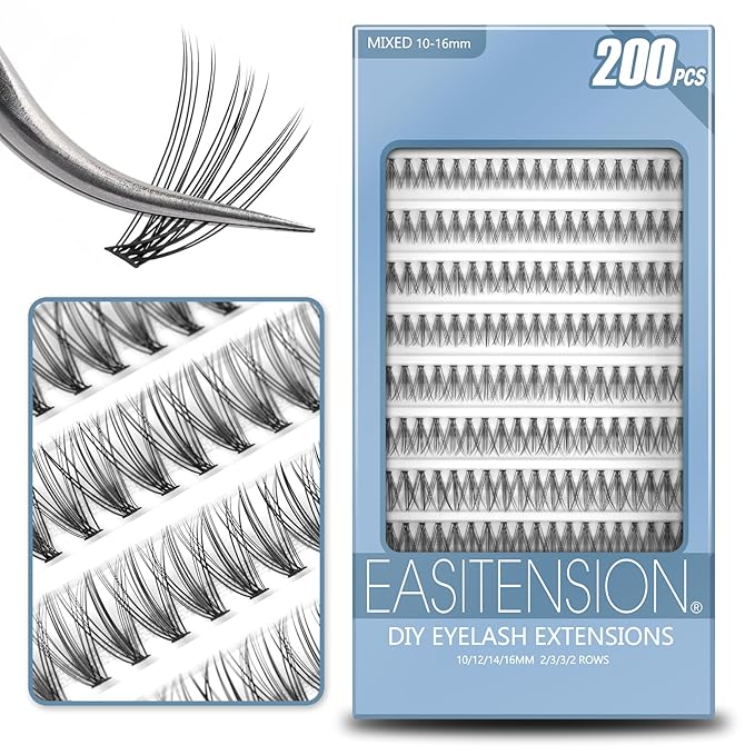 DIY Eyelash Extension Lash Clusters 120 Clusters False Eyelash 3D Effect Individual Natural Lashes Set at Home Eyelash Extension Kit Lashes Pack Mixed